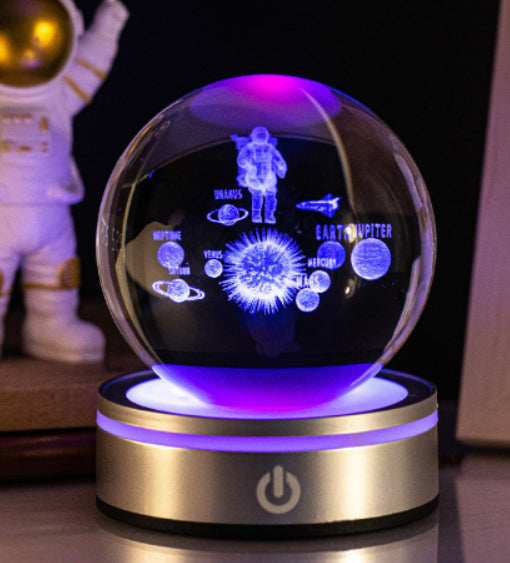 3D Crystal Ball Night Light – Colorful Gradient