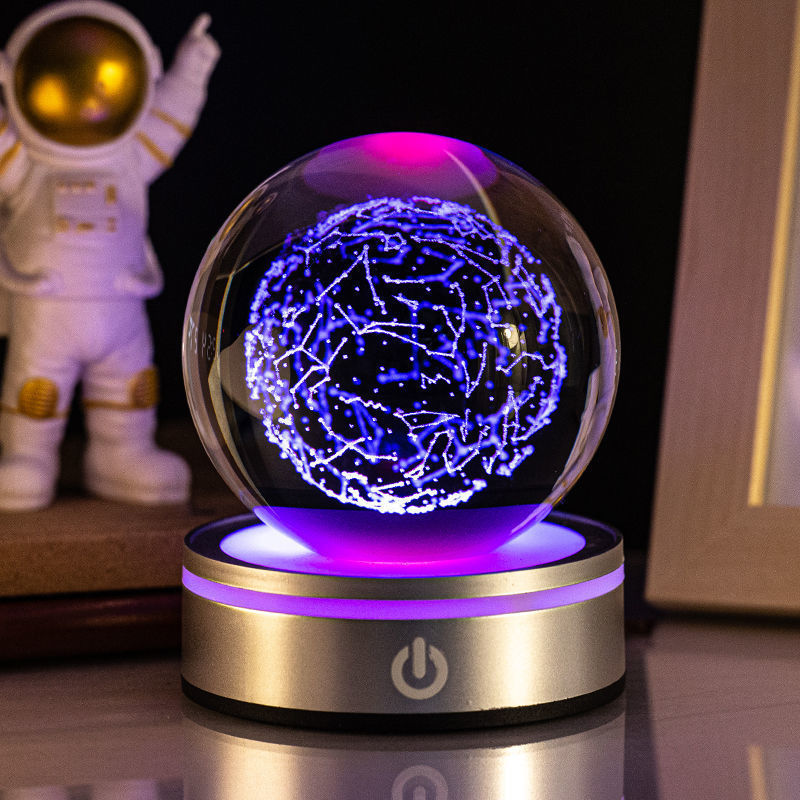 3D Crystal Ball Night Light – Colorful Gradient