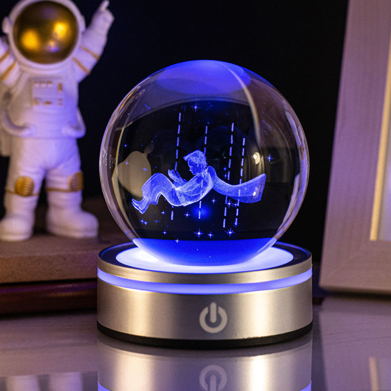 3D Crystal Ball Night Light – Colorful Gradient