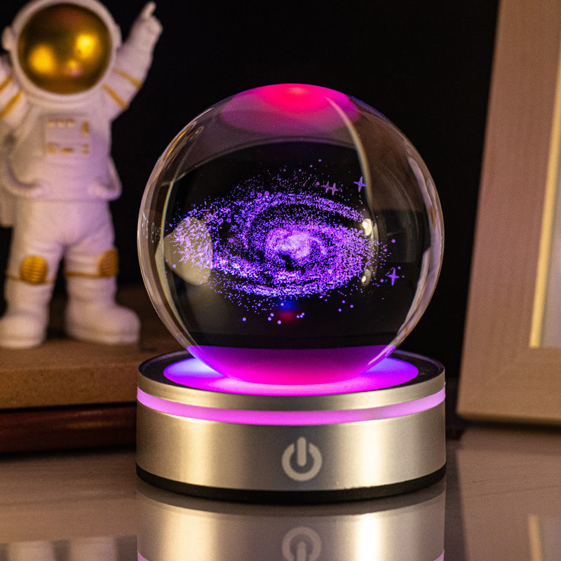 3D Crystal Ball Night Light – Colorful Gradient